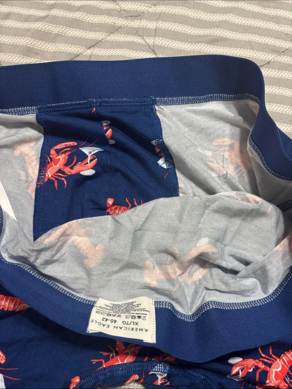 American Eagle Outfitters Navy Boxer Briefs with Red Lobster Print